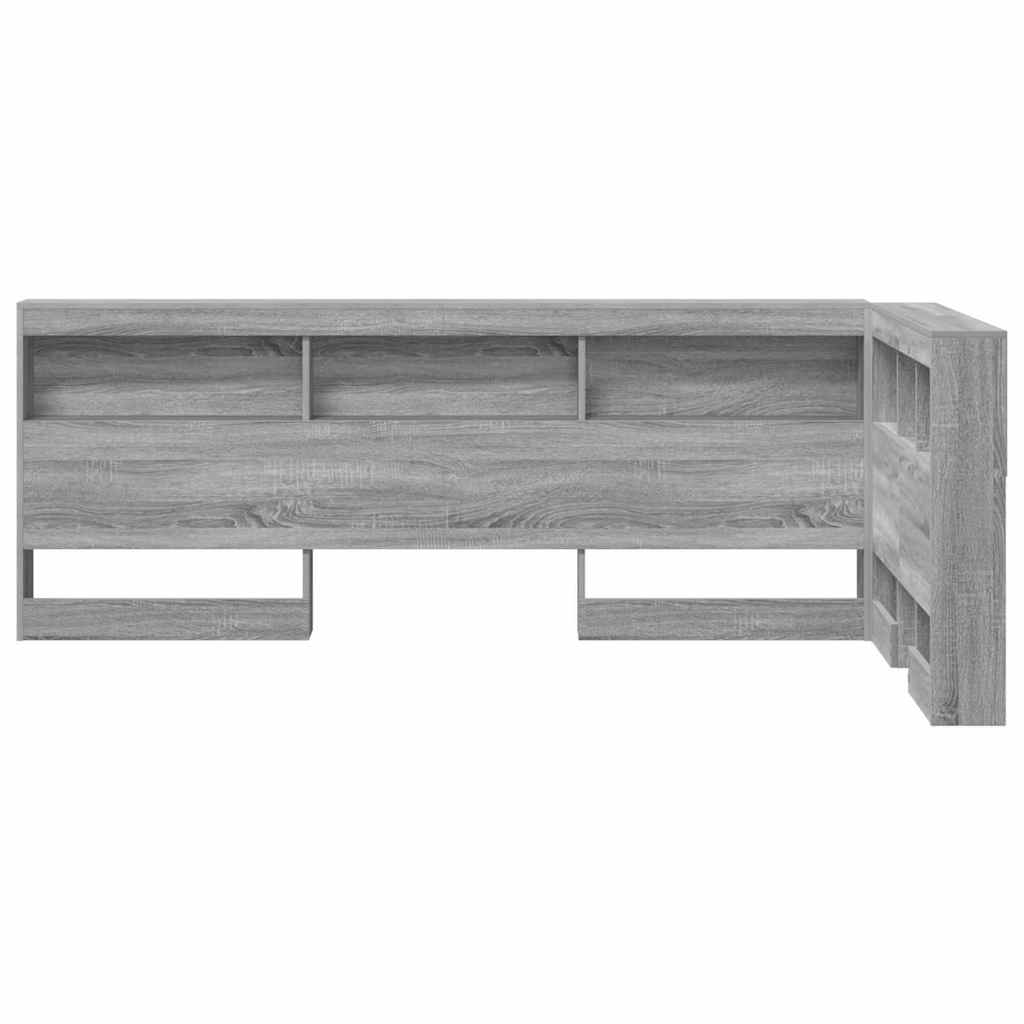 Stauraum-Kopfteil mit Regal Grau Sonoma 80 cm Holzwerkstoff