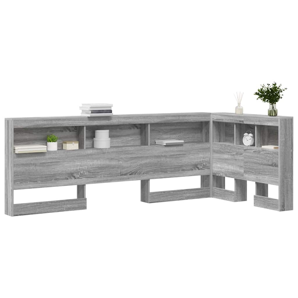 Stauraum-Kopfteil mit Regal Grau Sonoma 80 cm Holzwerkstoff