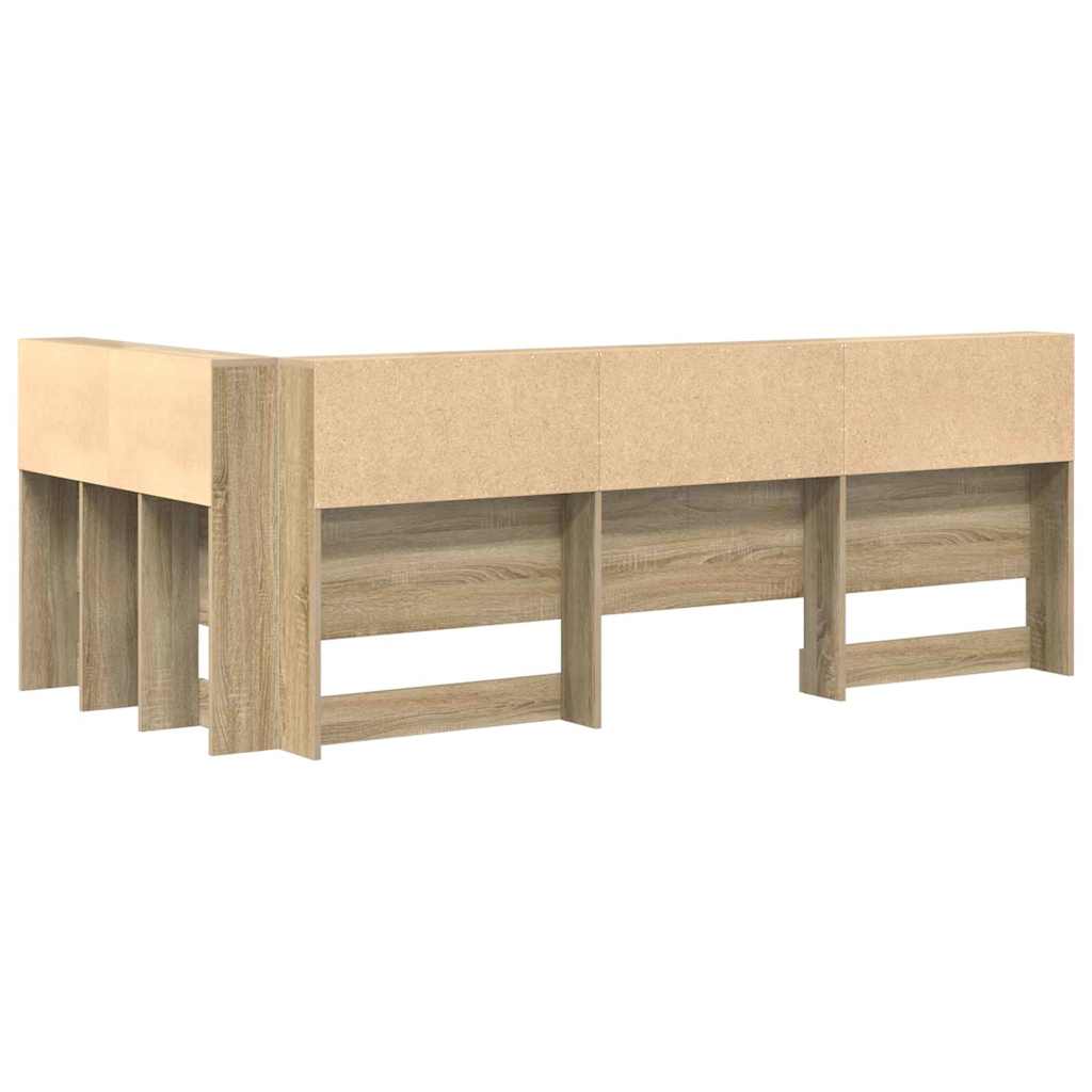 Stauraum-Kopfteil mit Regal Sonoma-Eiche 90 cm Holzwerkstoff