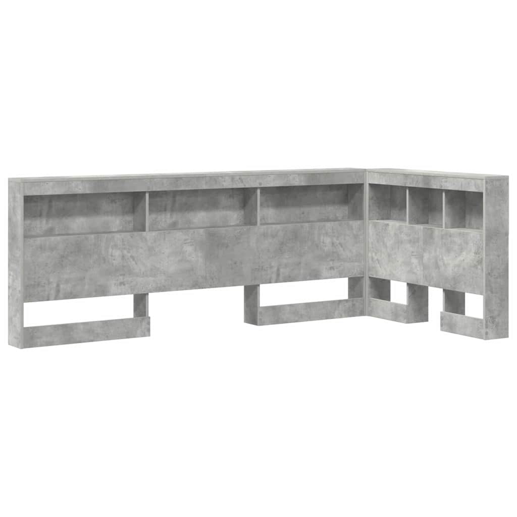Stauraum-Kopfteil mit Regal Betongrau 90 cm Holzwerkstoff