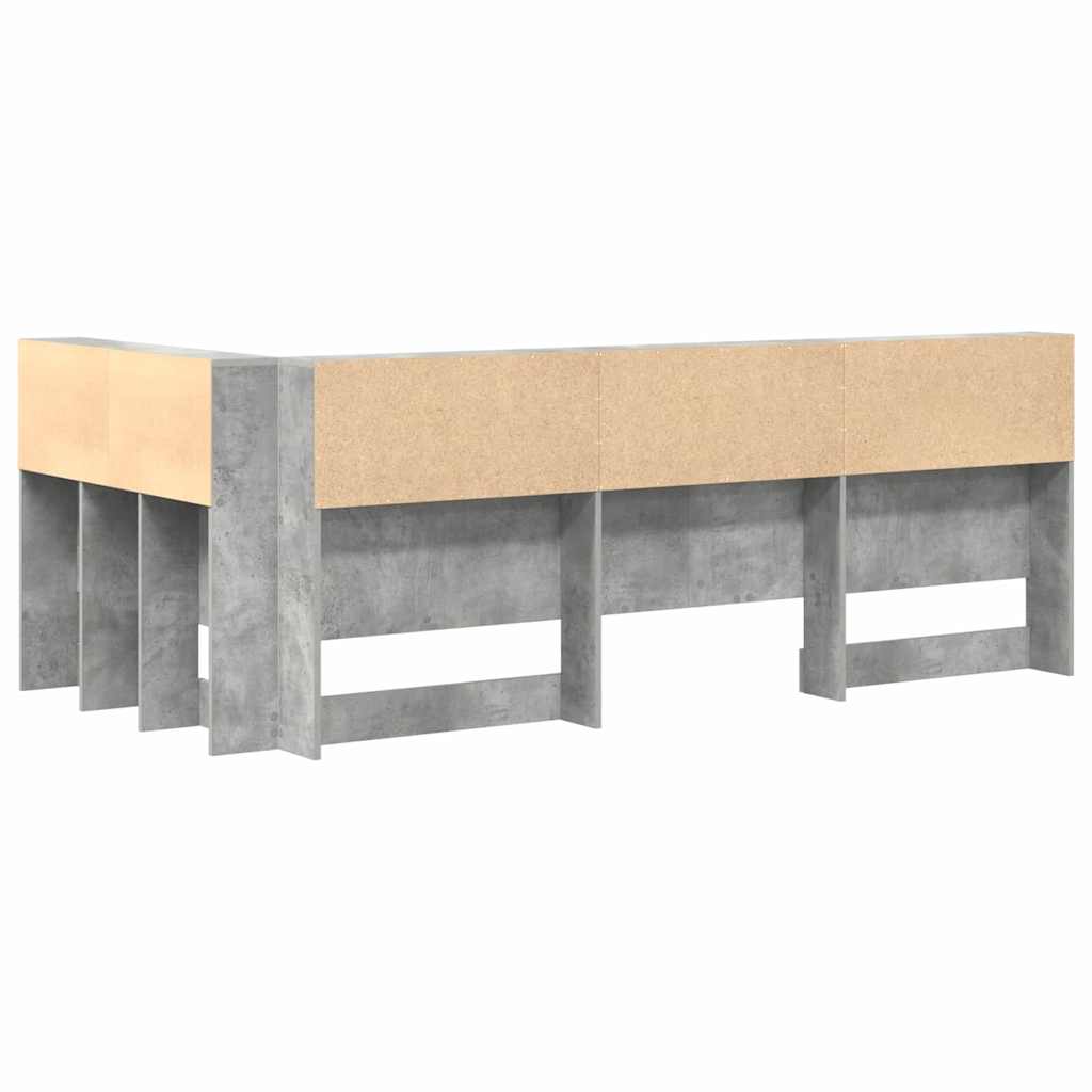 Stauraum-Kopfteil mit Regal Betongrau 90 cm Holzwerkstoff
