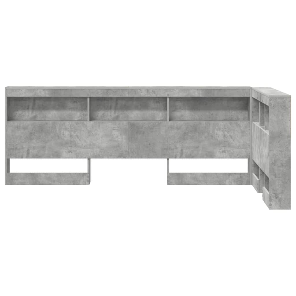 Stauraum-Kopfteil mit Regal Betongrau 90 cm Holzwerkstoff