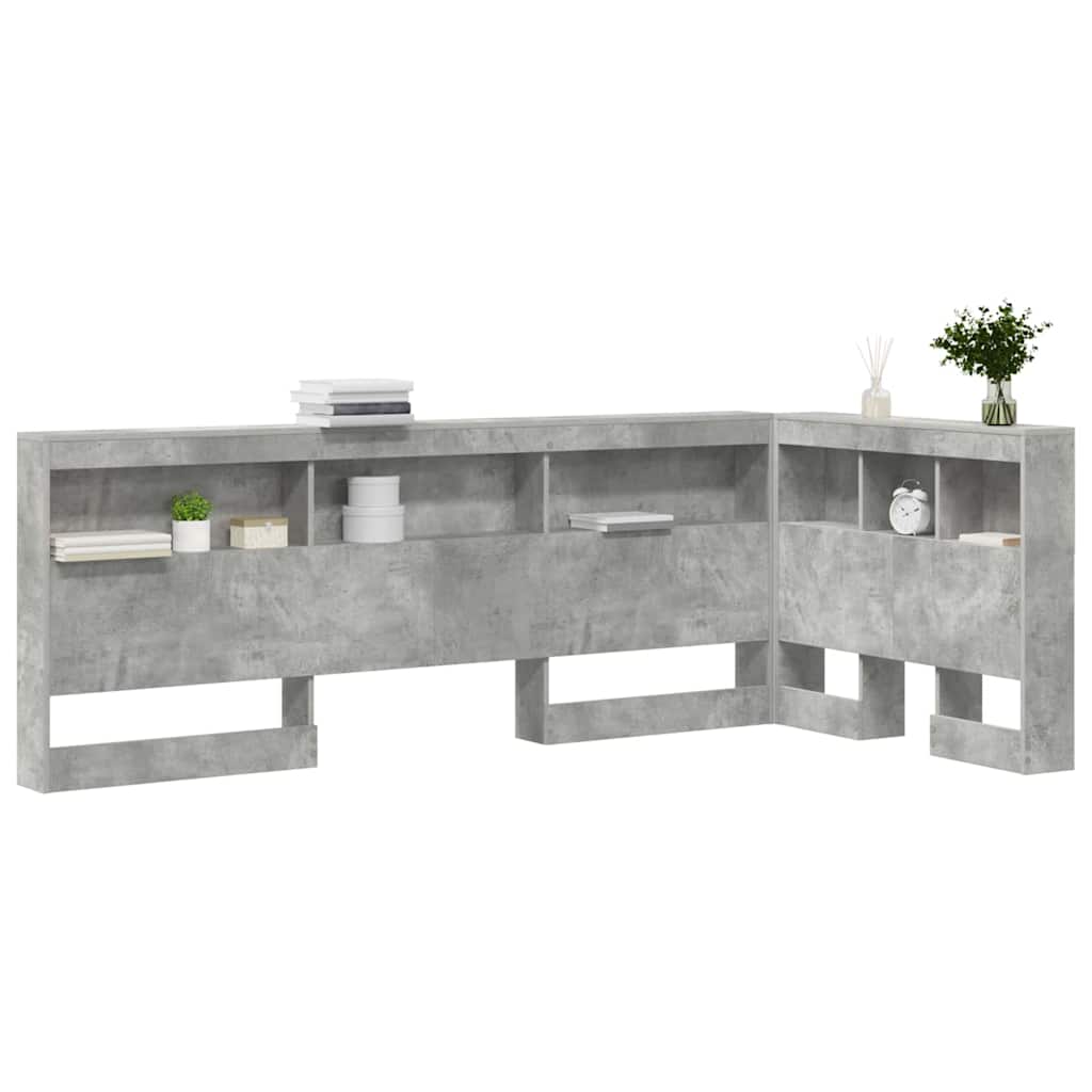 Stauraum-Kopfteil mit Regal Betongrau 90 cm Holzwerkstoff