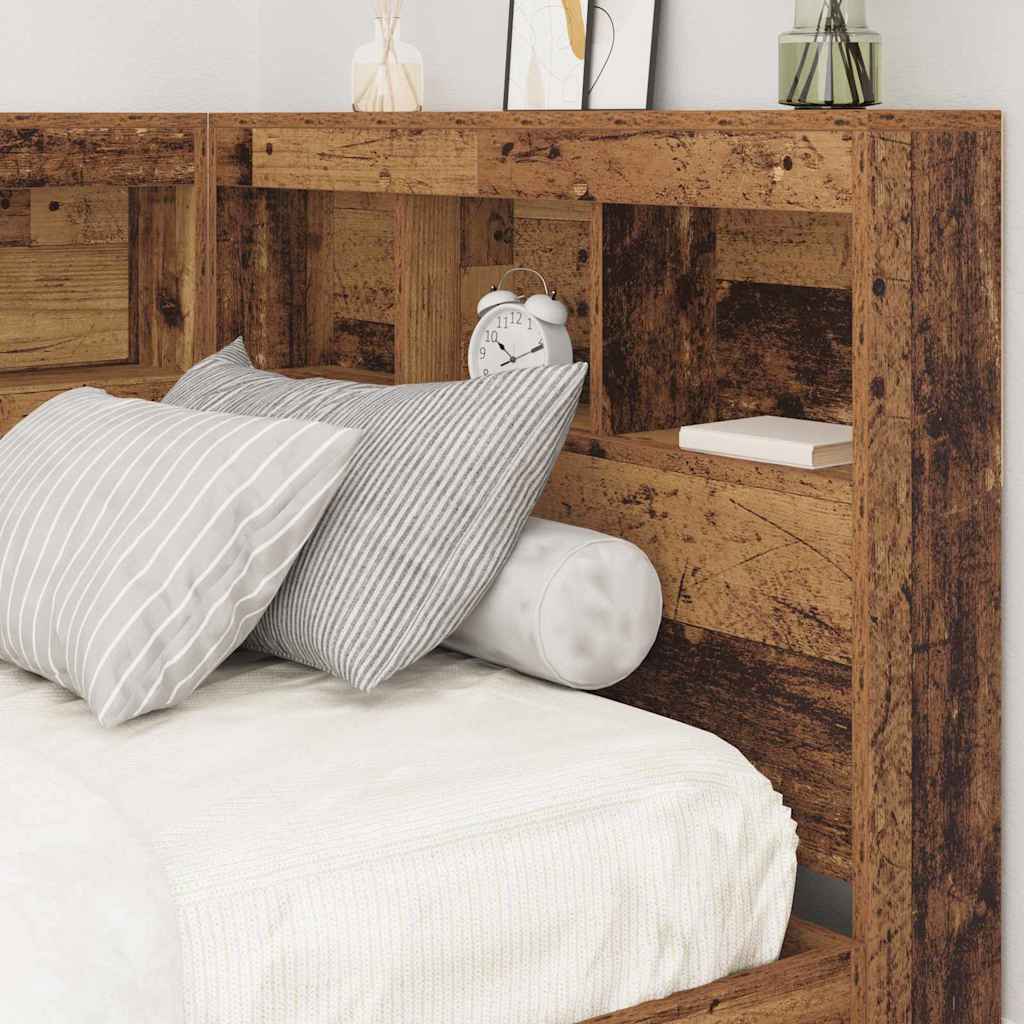 Stauraum-Kopfteil mit Regal Altholz 100 cm Holzwerkstoff