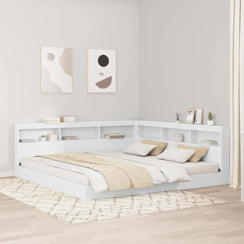 Stauraum-Kopfteil mit Regal Weiß 200 cm Holzwerkstoff