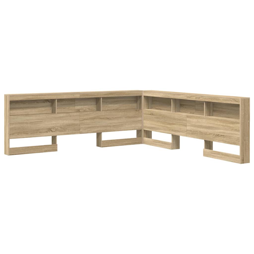 Stauraum-Kopfteil mit Regal Sonoma-Eiche 200 cm Holzwerkstoff