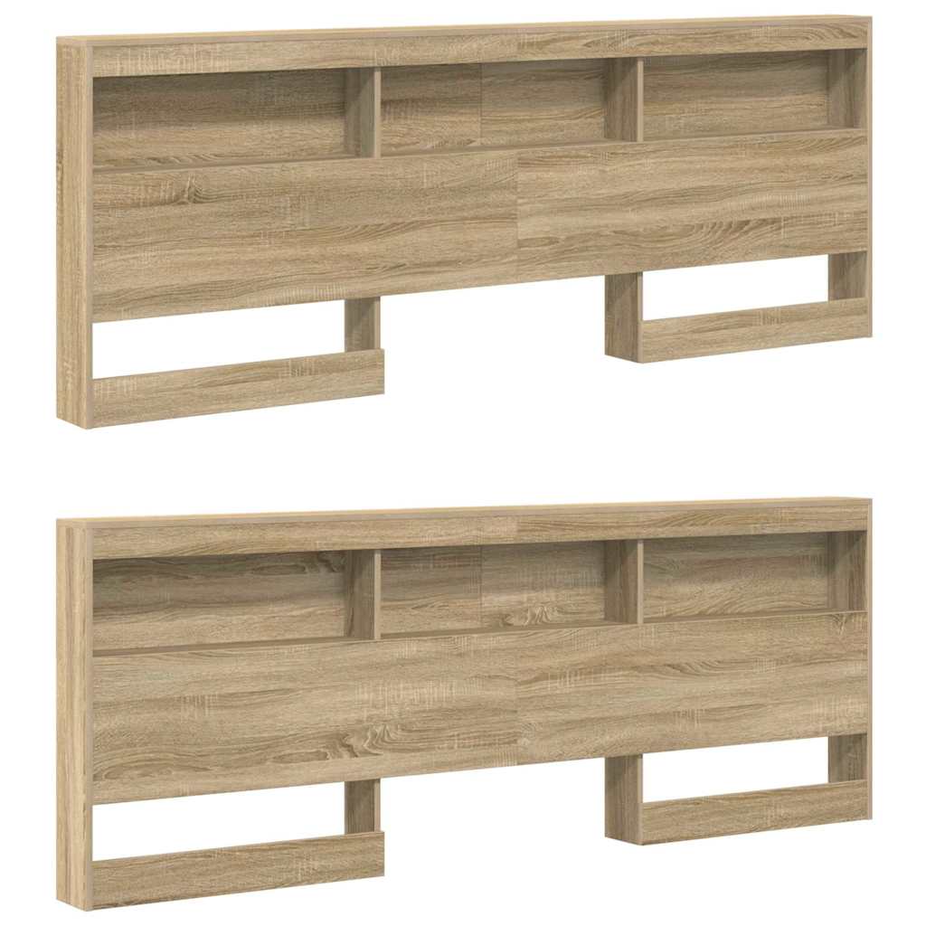Stauraum-Kopfteil mit Regal Sonoma-Eiche 200 cm Holzwerkstoff