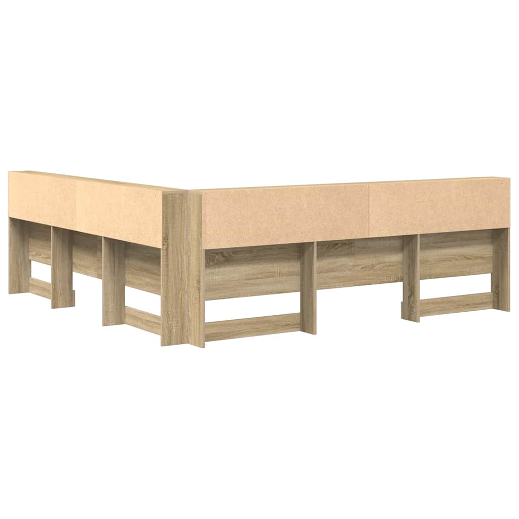 Stauraum-Kopfteil mit Regal Sonoma-Eiche 200 cm Holzwerkstoff