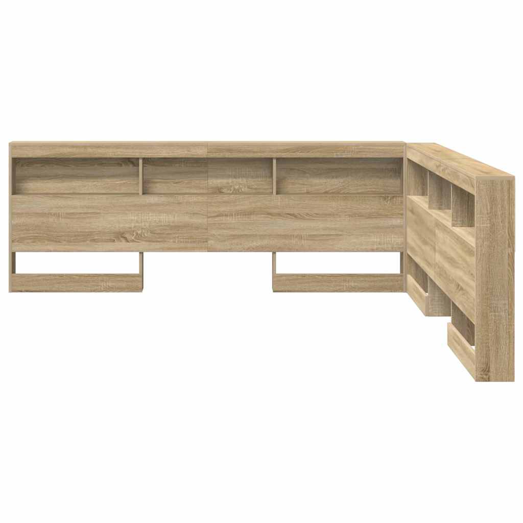Stauraum-Kopfteil mit Regal Sonoma-Eiche 200 cm Holzwerkstoff