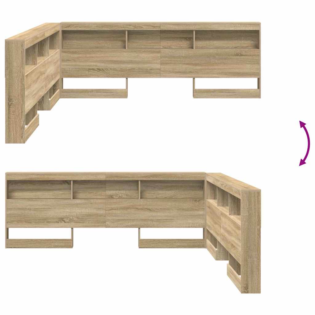 Stauraum-Kopfteil mit Regal Sonoma-Eiche 200 cm Holzwerkstoff