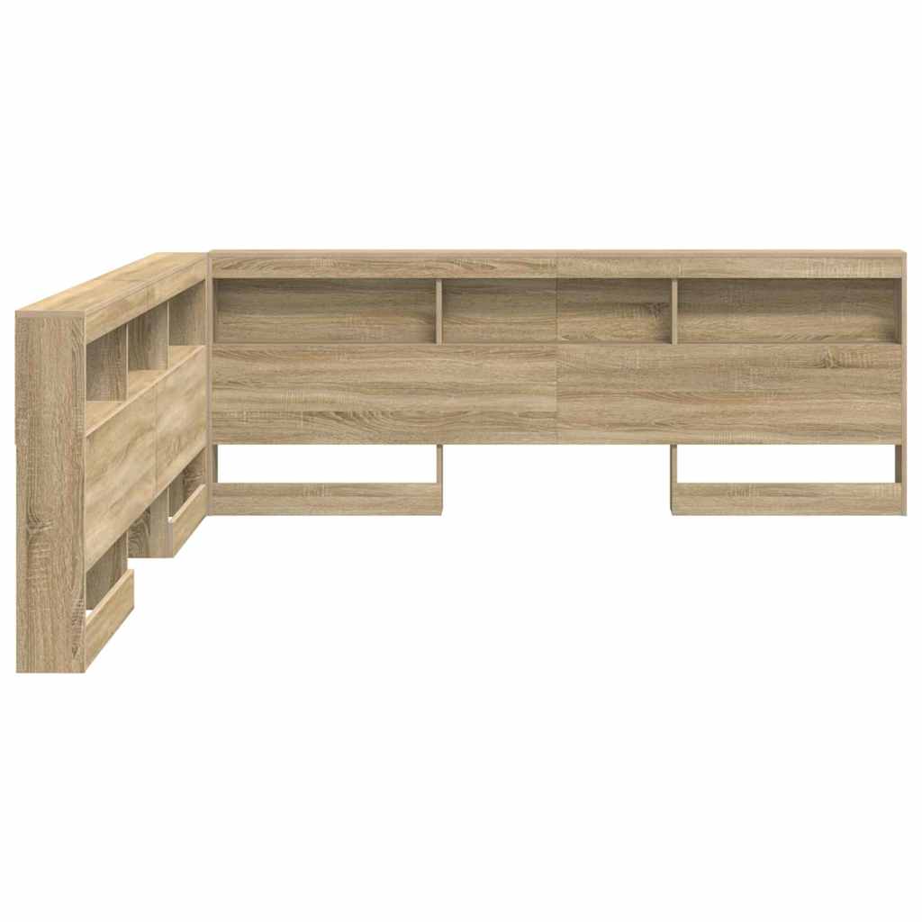 Stauraum-Kopfteil mit Regal Sonoma-Eiche 200 cm Holzwerkstoff
