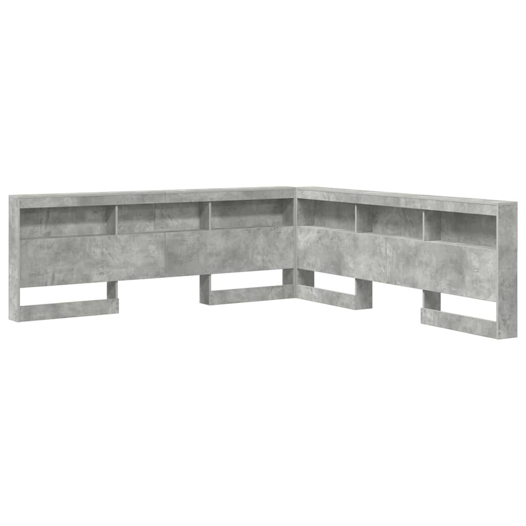 Stauraum-Kopfteil mit Regal Betongrau 200 cm Holzwerkstoff