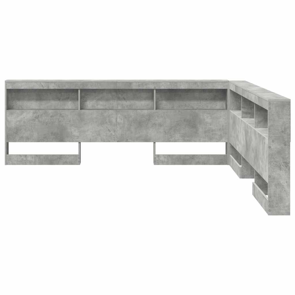 Stauraum-Kopfteil mit Regal Betongrau 200 cm Holzwerkstoff