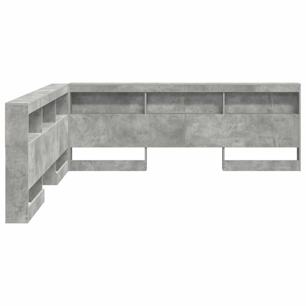Stauraum-Kopfteil mit Regal Betongrau 200 cm Holzwerkstoff
