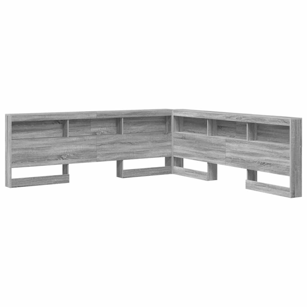 Stauraum-Kopfteil mit Regal Grau Sonoma 200 cm Holzwerkstoff