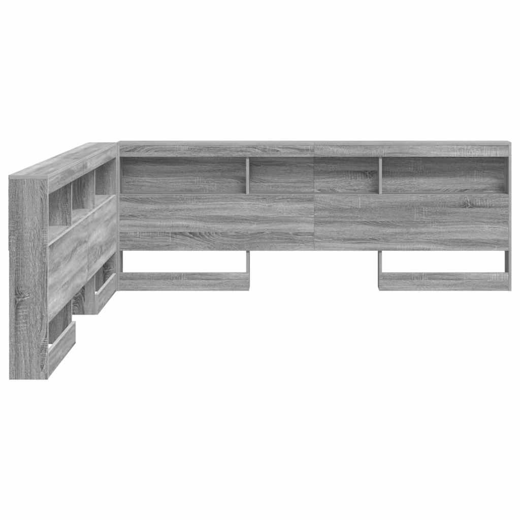 Stauraum-Kopfteil mit Regal Grau Sonoma 200 cm Holzwerkstoff