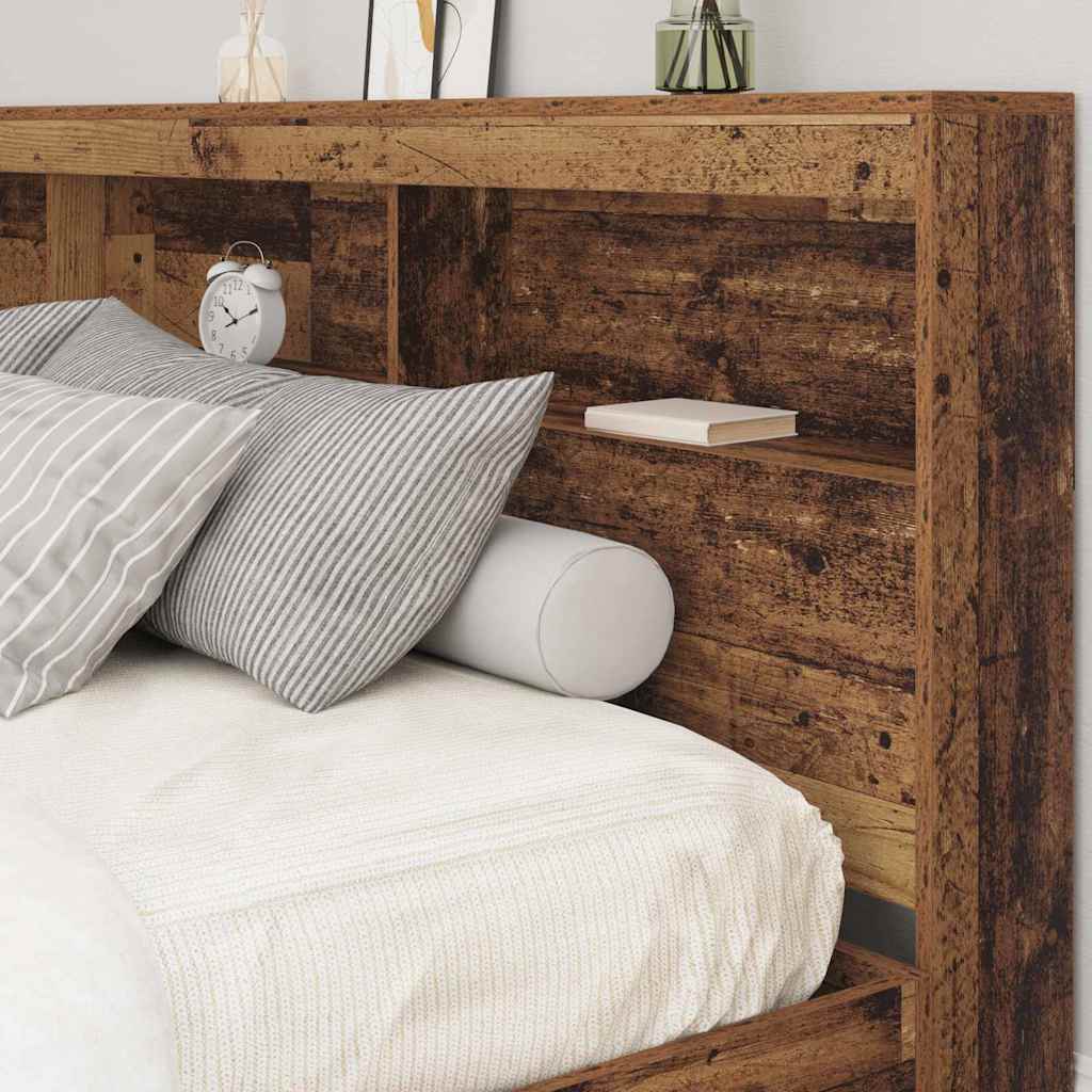 Stauraum-Kopfteil mit Regal Altholz 200 cm Holzwerkstoff