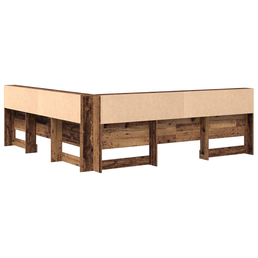 Stauraum-Kopfteil mit Regal Altholz 200 cm Holzwerkstoff