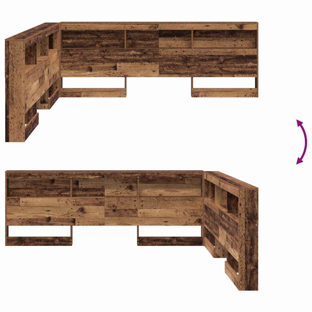 Stauraum-Kopfteil mit Regal Altholz 200 cm Holzwerkstoff