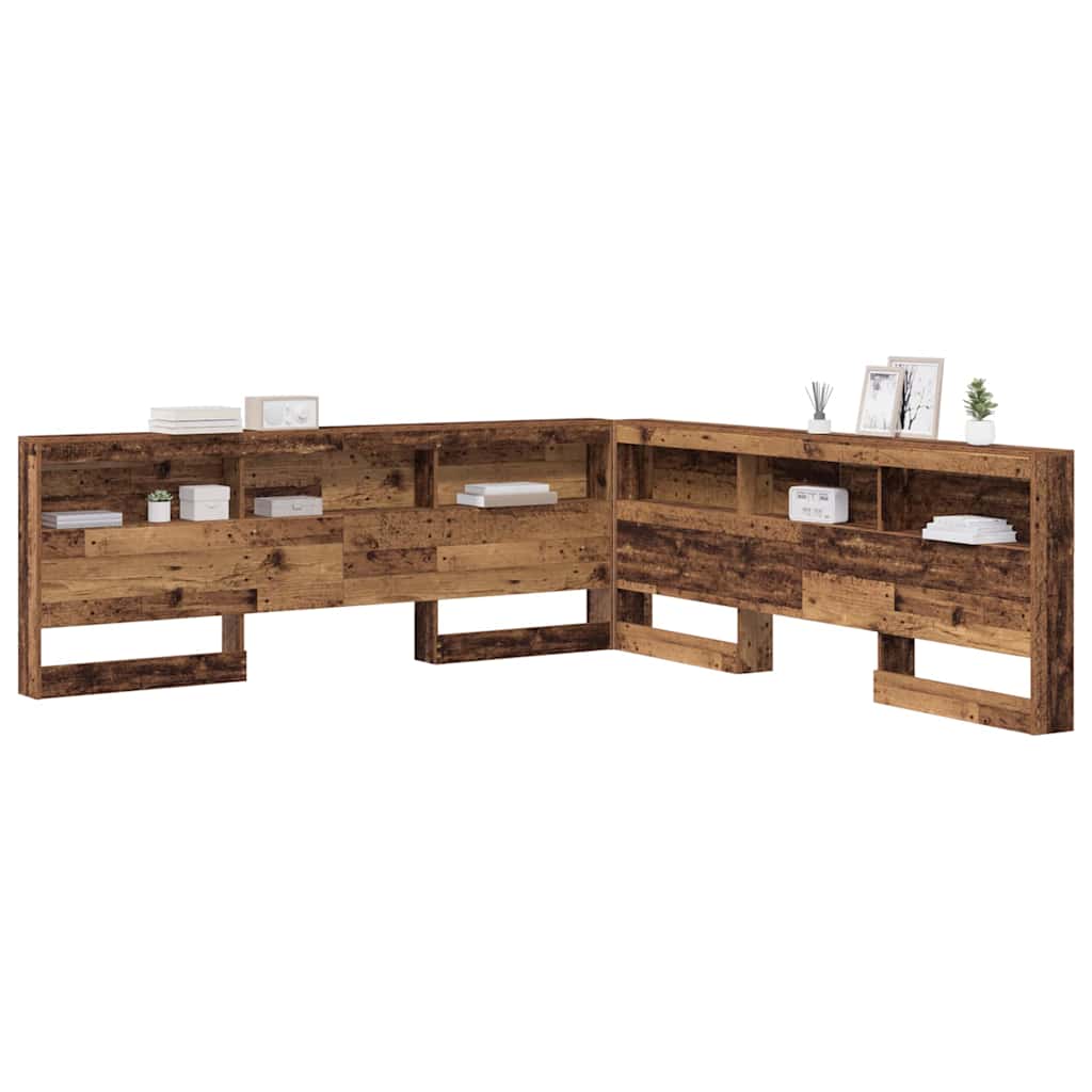 Stauraum-Kopfteil mit Regal Altholz 200 cm Holzwerkstoff