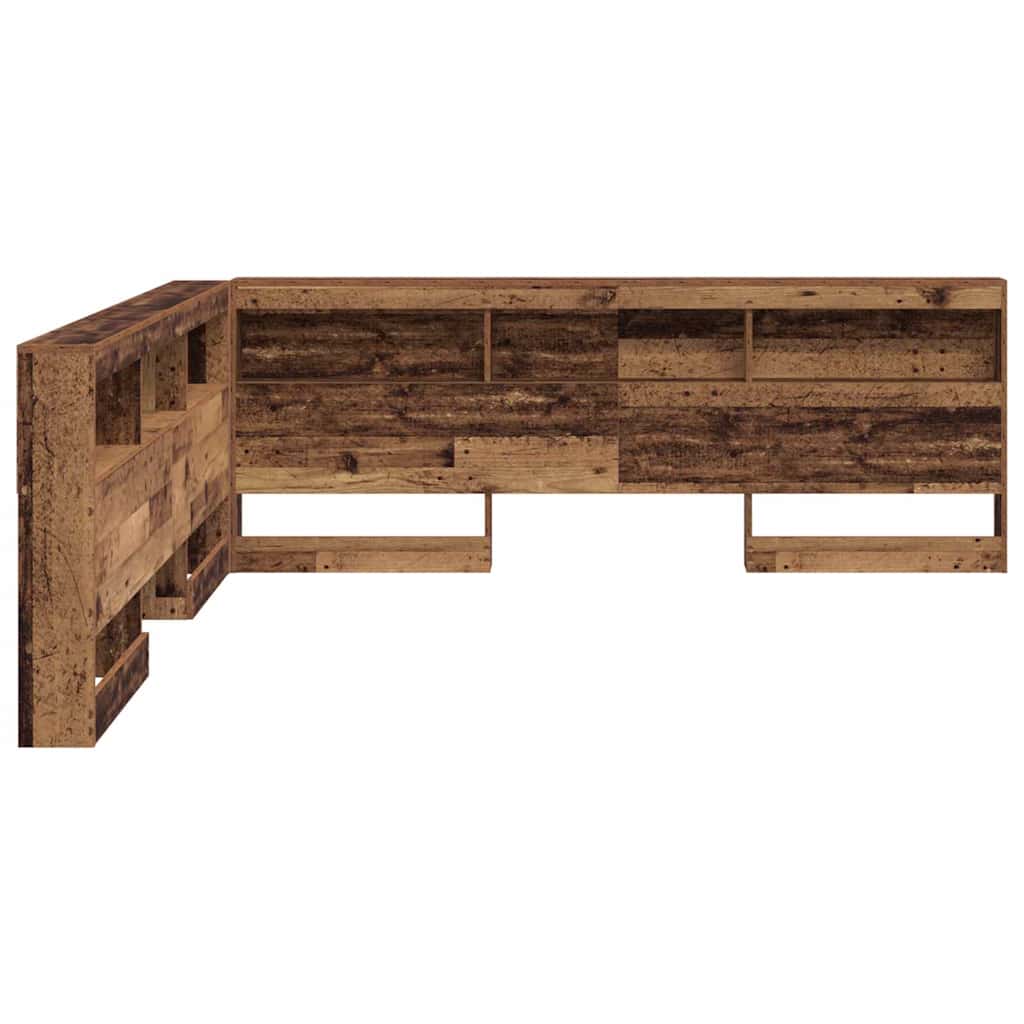 Stauraum-Kopfteil mit Regal Altholz 200 cm Holzwerkstoff