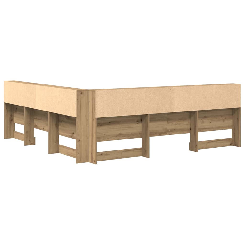Stauraum-Kopfteil mit Regal Artisan-Eiche 200 cm Holzwerkstoff