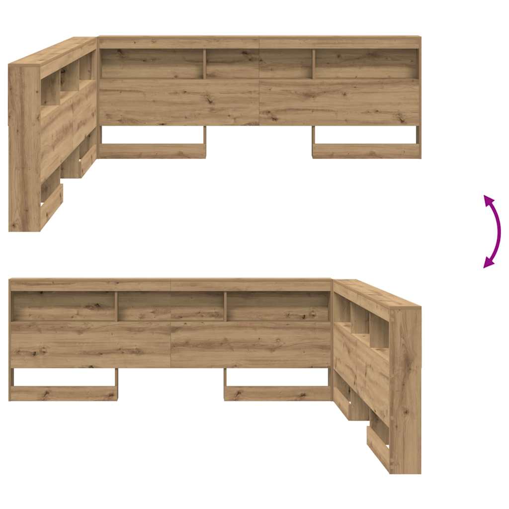 Stauraum-Kopfteil mit Regal Artisan-Eiche 200 cm Holzwerkstoff