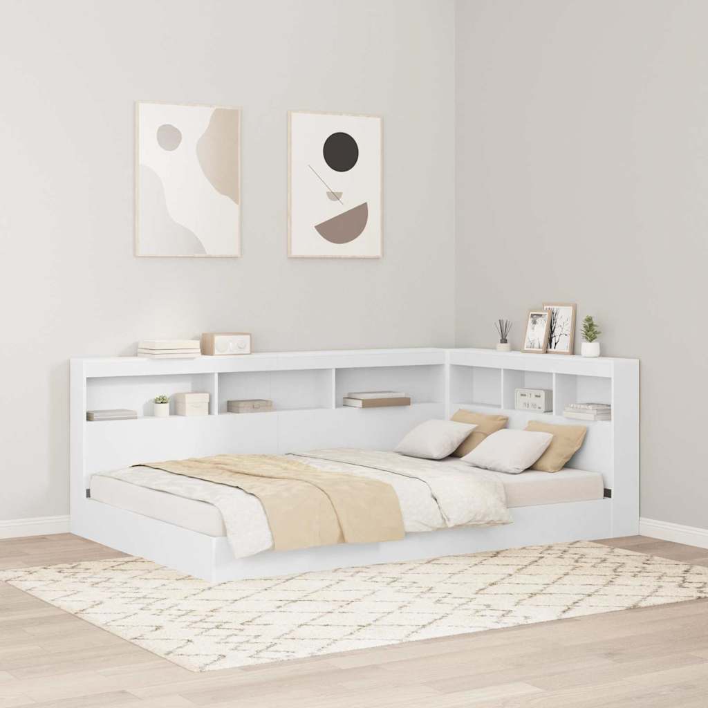 Stauraum-Kopfteil mit Regal Weiß 120 cm Holzwerkstoff