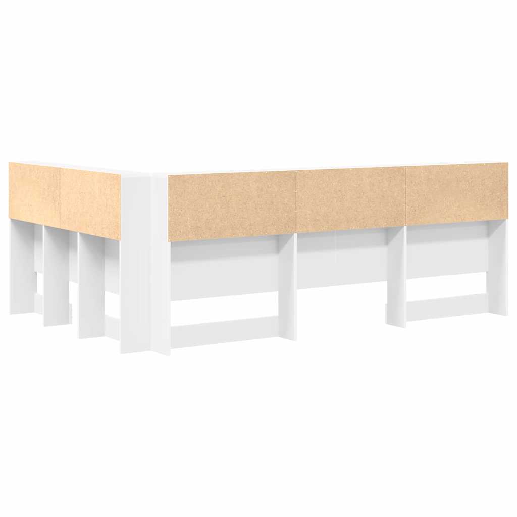 Stauraum-Kopfteil mit Regal Weiß 120 cm Holzwerkstoff