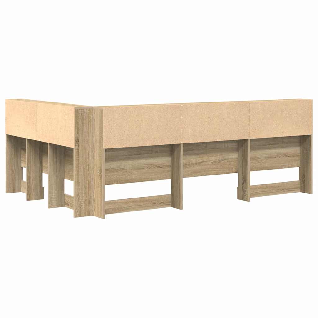 Stauraum-Kopfteil mit Regal Sonoma-Eiche 120 cm Holzwerkstoff
