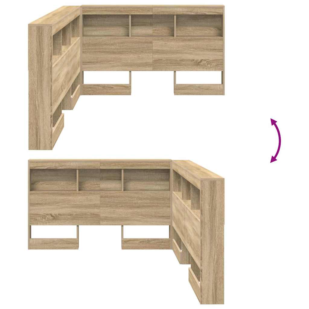 Stauraum-Kopfteil mit Regal Sonoma-Eiche 120 cm Holzwerkstoff