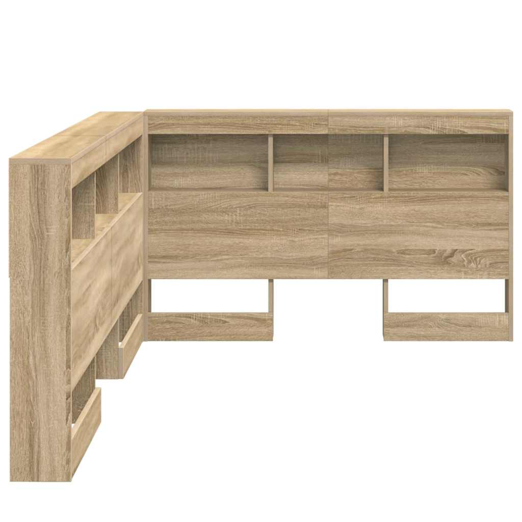 Stauraum-Kopfteil mit Regal Sonoma-Eiche 120 cm Holzwerkstoff