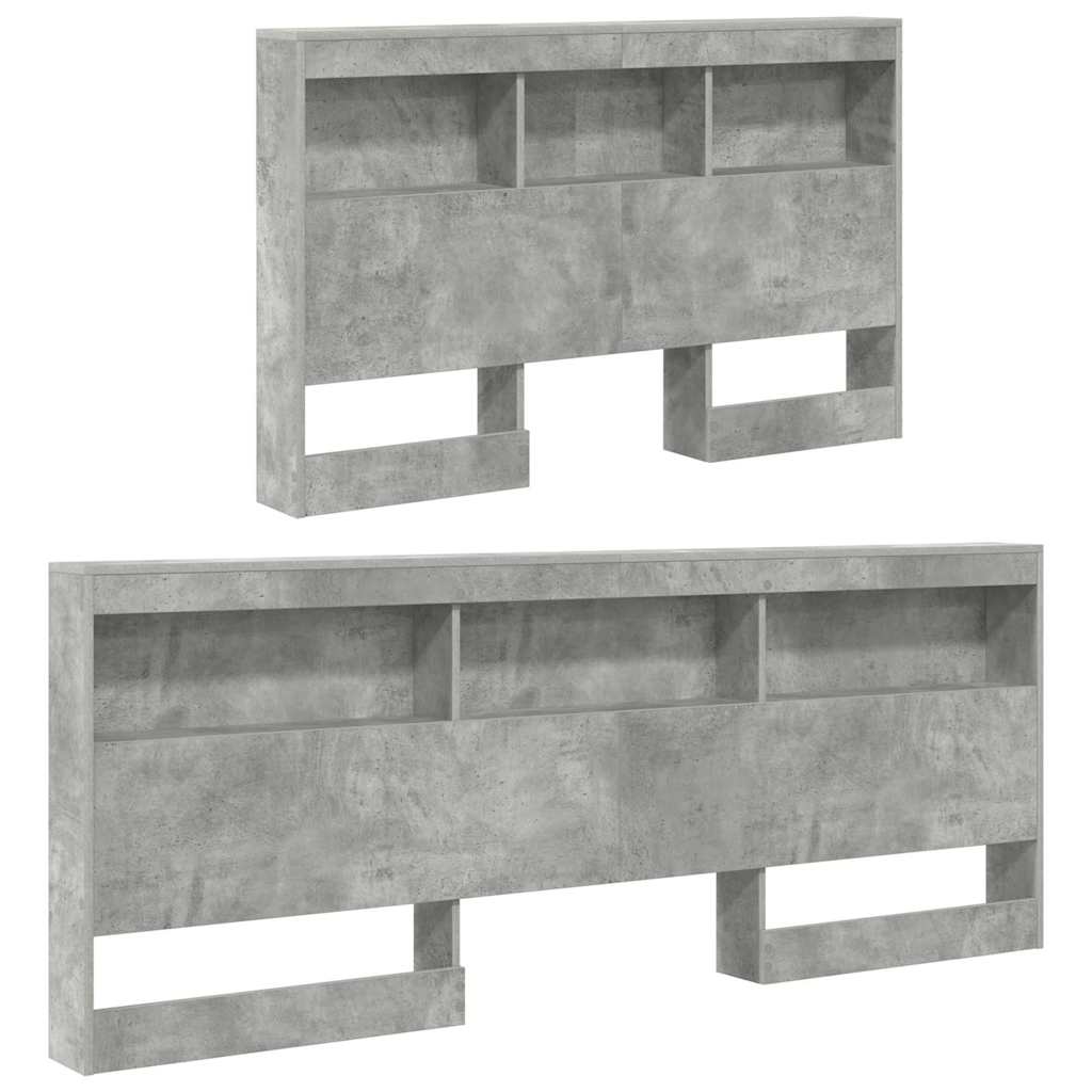 Stauraum-Kopfteil mit Regal Betongrau 120 cm Holzwerkstoff