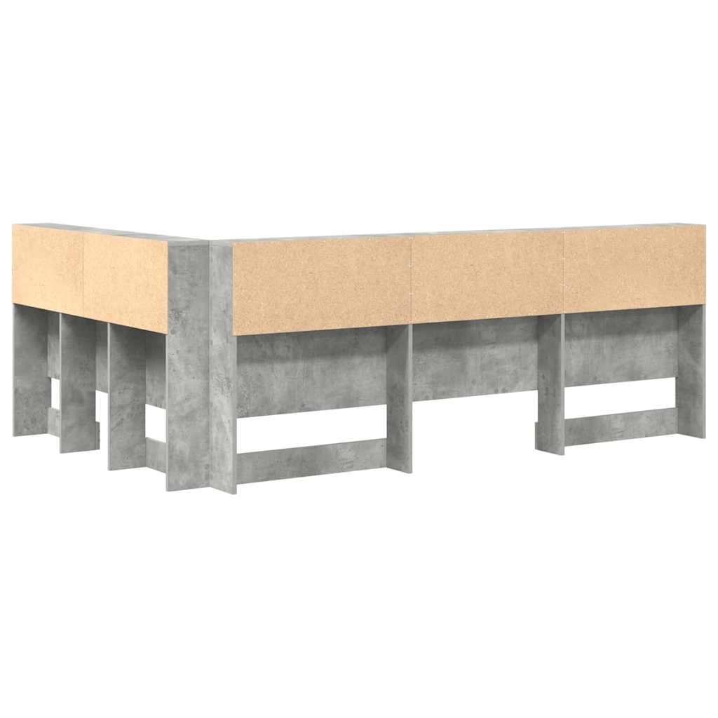 Stauraum-Kopfteil mit Regal Betongrau 120 cm Holzwerkstoff