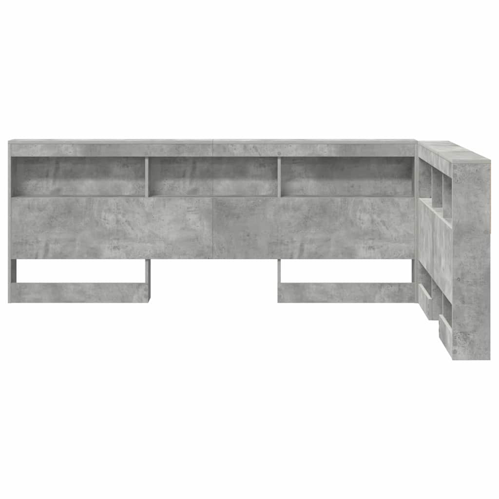 Stauraum-Kopfteil mit Regal Betongrau 120 cm Holzwerkstoff