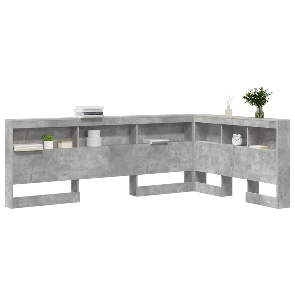 Stauraum-Kopfteil mit Regal Betongrau 120 cm Holzwerkstoff