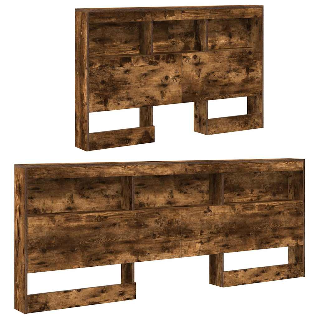Stauraum-Kopfteil mit Regal Räuchereiche 120 cm Holzwerkstoff