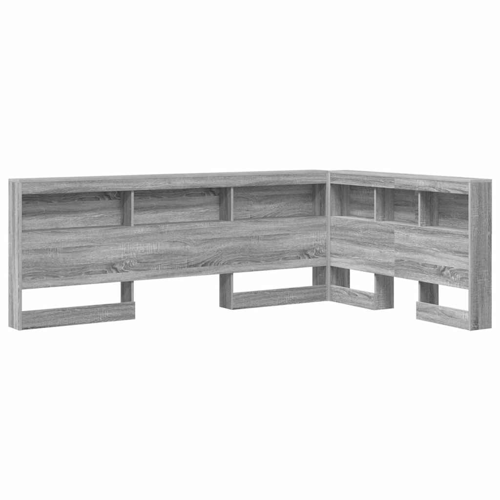 Stauraum-Kopfteil mit Regal Grau Sonoma 120 cm Holzwerkstoff
