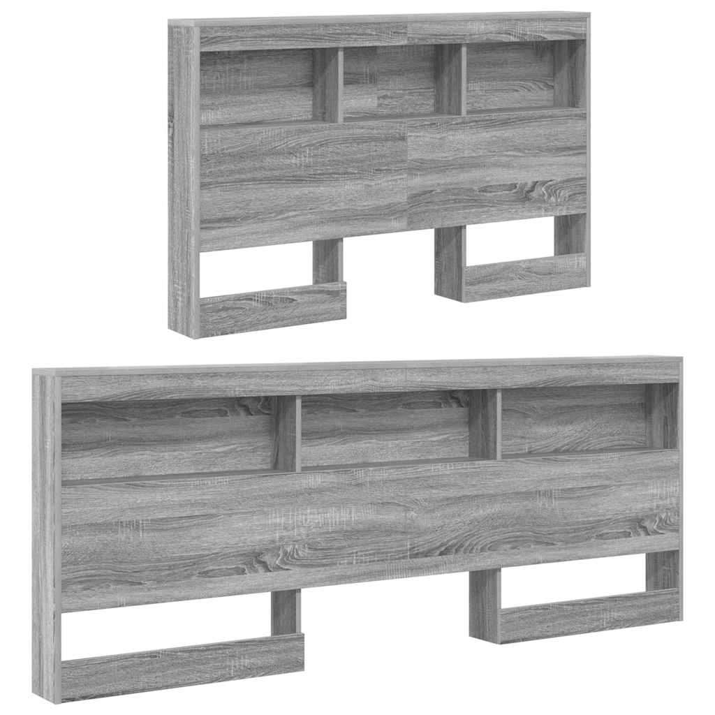Stauraum-Kopfteil mit Regal Grau Sonoma 120 cm Holzwerkstoff