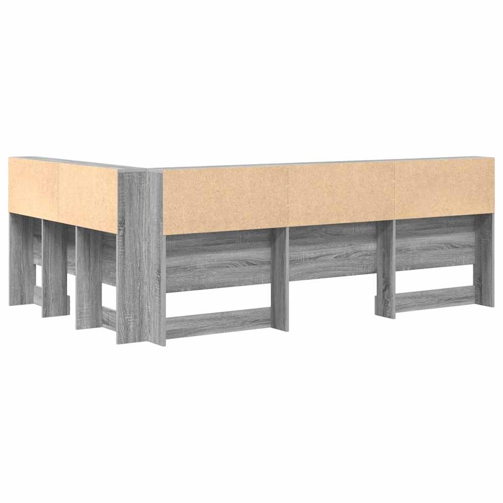 Stauraum-Kopfteil mit Regal Grau Sonoma 120 cm Holzwerkstoff
