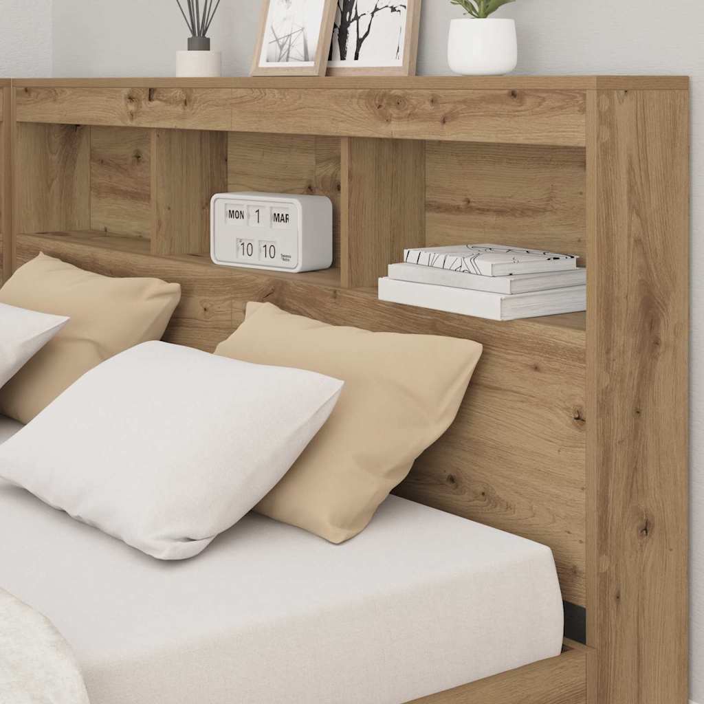Stauraum-Kopfteil mit Regal Artisan-Eiche 140 cm Holzwerkstoff
