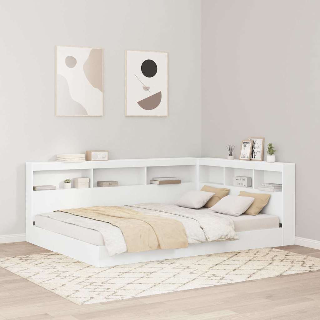 Stauraum-Kopfteil mit Regal Weiß 150 cm Holzwerkstoff