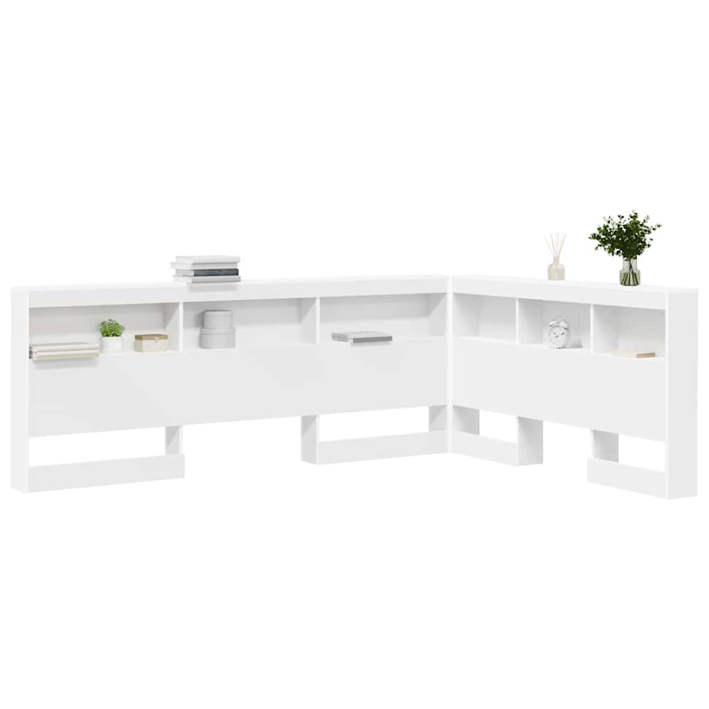 Stauraum-Kopfteil mit Regal Weiß 150 cm Holzwerkstoff