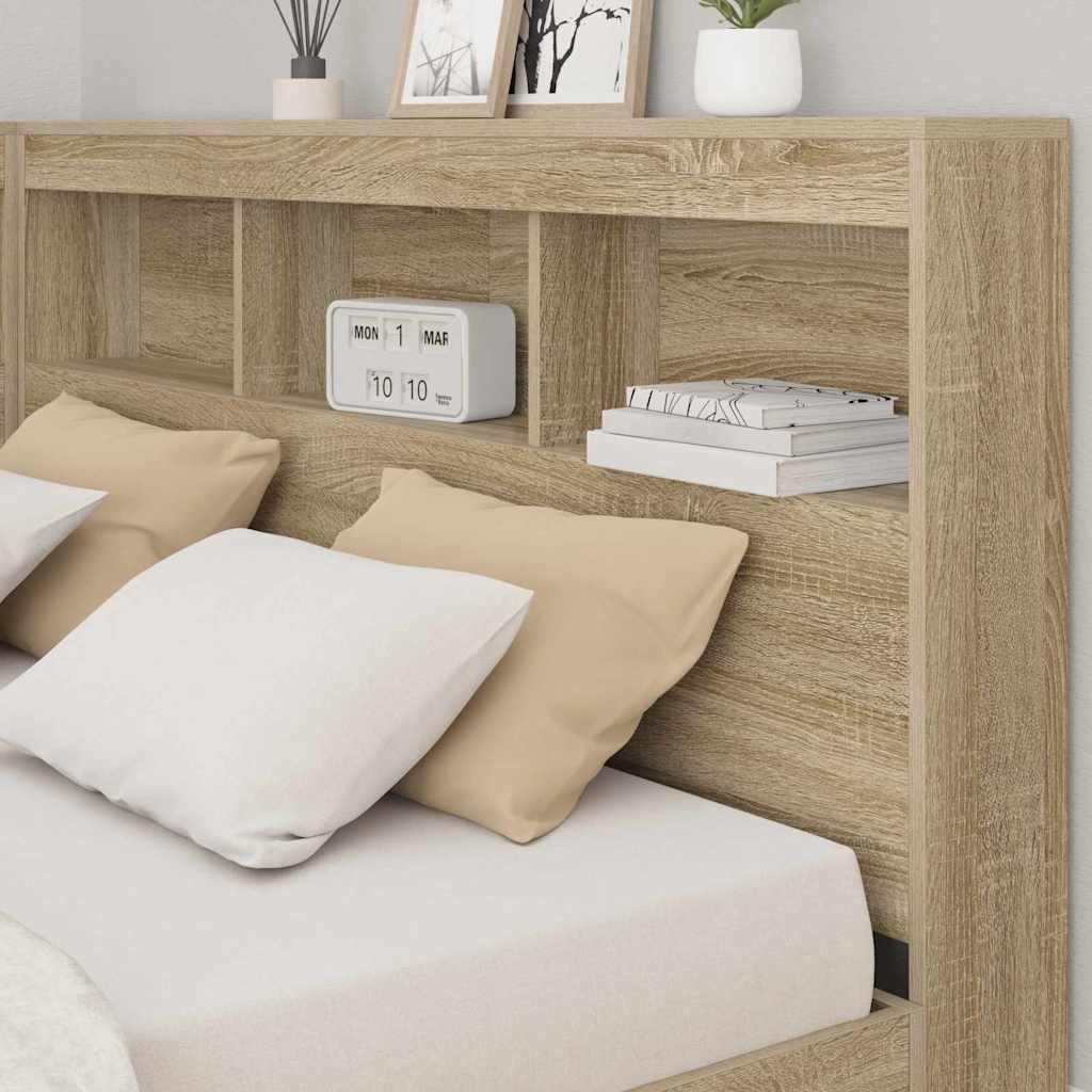 Stauraum-Kopfteil mit Regal Sonoma-Eiche 150 cm Holzwerkstoff