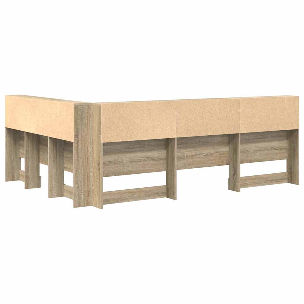 Stauraum-Kopfteil mit Regal Sonoma-Eiche 150 cm Holzwerkstoff