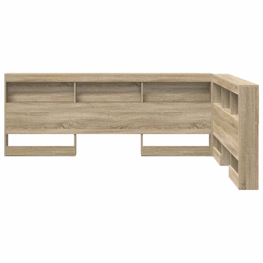 Stauraum-Kopfteil mit Regal Sonoma-Eiche 150 cm Holzwerkstoff