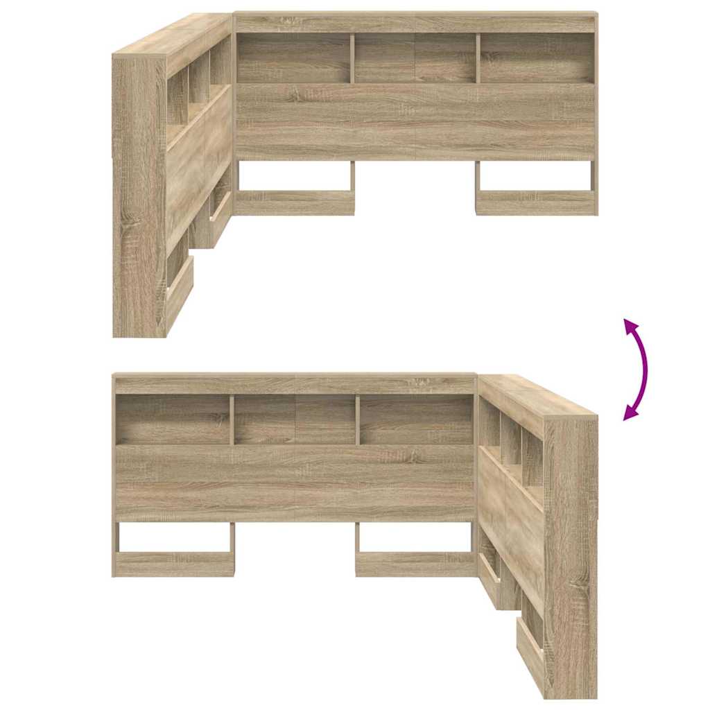 Stauraum-Kopfteil mit Regal Sonoma-Eiche 150 cm Holzwerkstoff