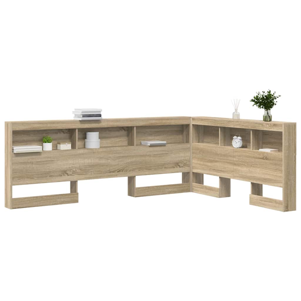 Stauraum-Kopfteil mit Regal Sonoma-Eiche 150 cm Holzwerkstoff