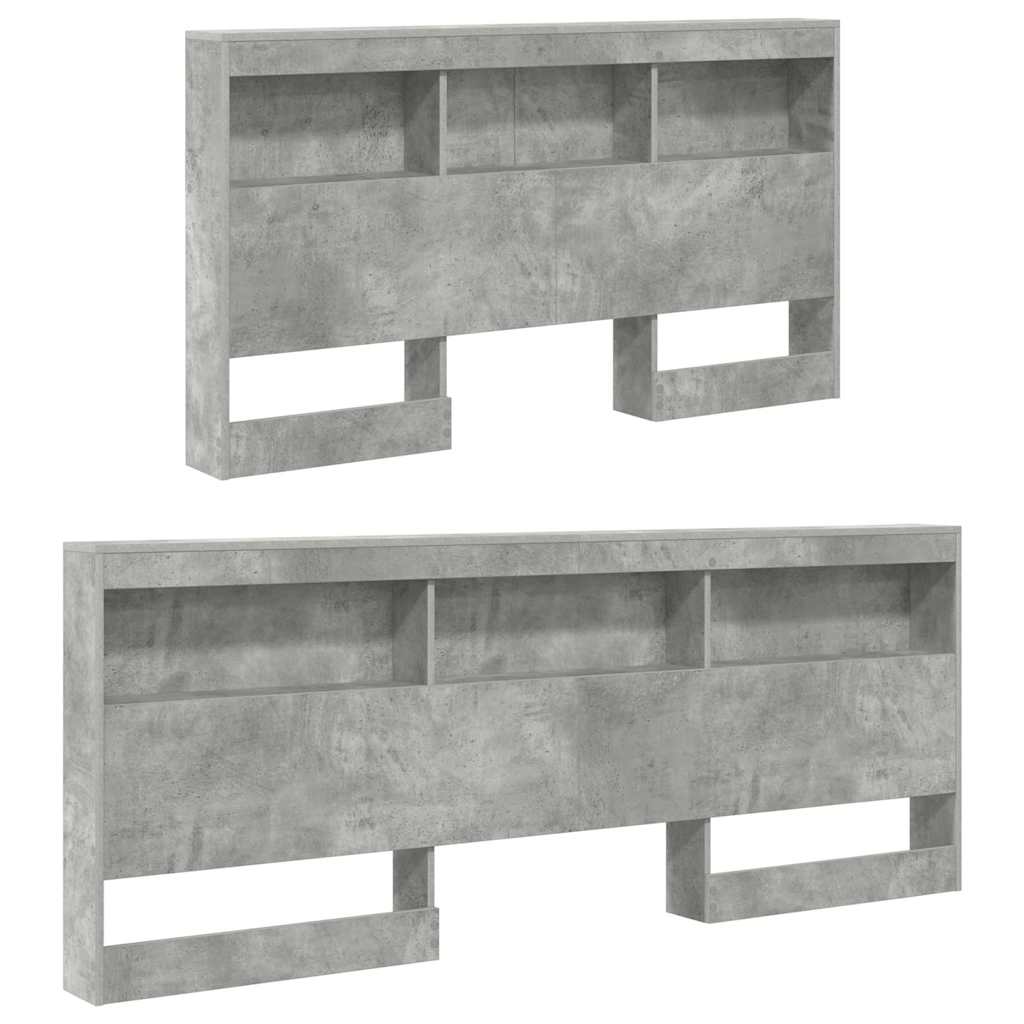 Stauraum-Kopfteil mit Regal Betongrau 150 cm Holzwerkstoff