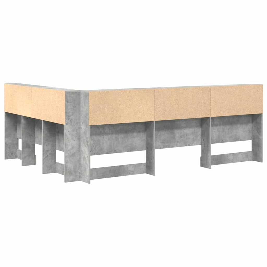 Stauraum-Kopfteil mit Regal Betongrau 150 cm Holzwerkstoff